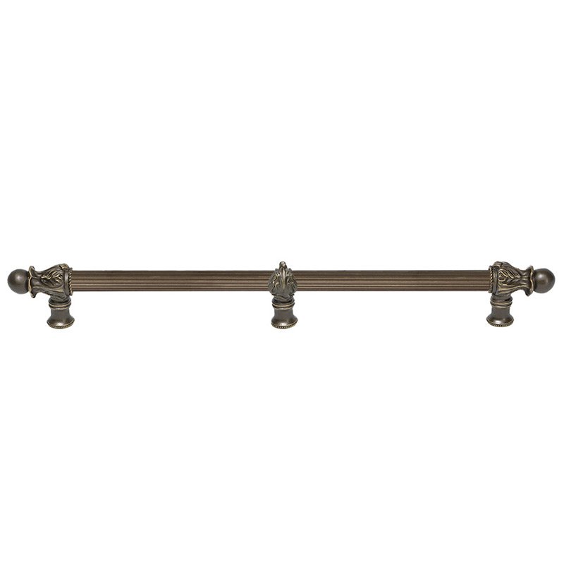 Carpe Diem 22" Centers Handle with 5/8" Reeded Center with Center Brace Romanesque Style in Antique Brass