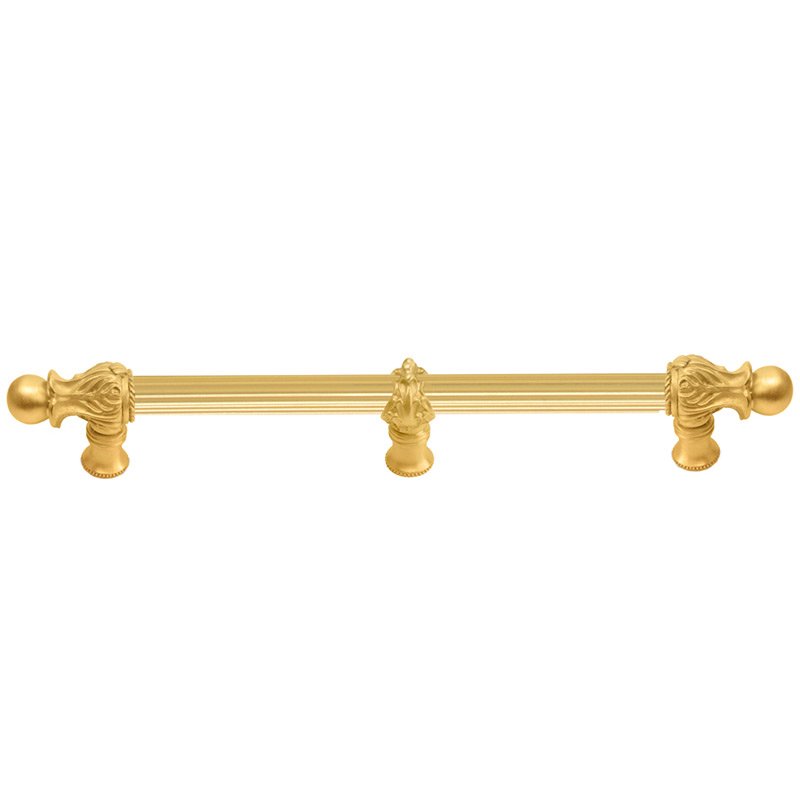 Carpe Diem 22" Centers Handle with 5/8" Reeded Center with Center Brace Romanesque Style in Satin Gold