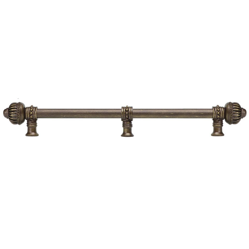 Carpe Diem 12" Centers Pull With Large Finial And Center Brace in Platinum