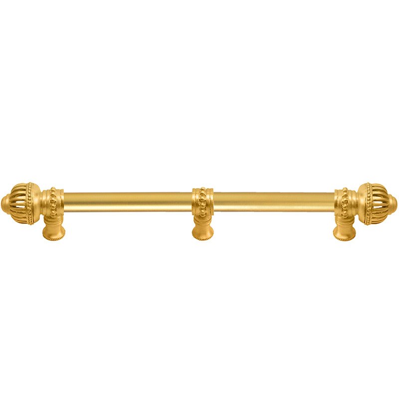 Carpe Diem 12" Centers Pull with Large Finial and 5/8" Smooth Center with Center Brace in Satin Gold