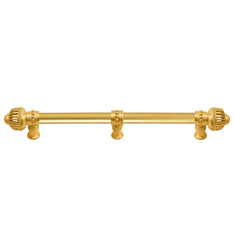 Carpe Diem 18" Centers Pull with Large Finial and 5/8" Smooth Center with Center Brace in Satin Gold