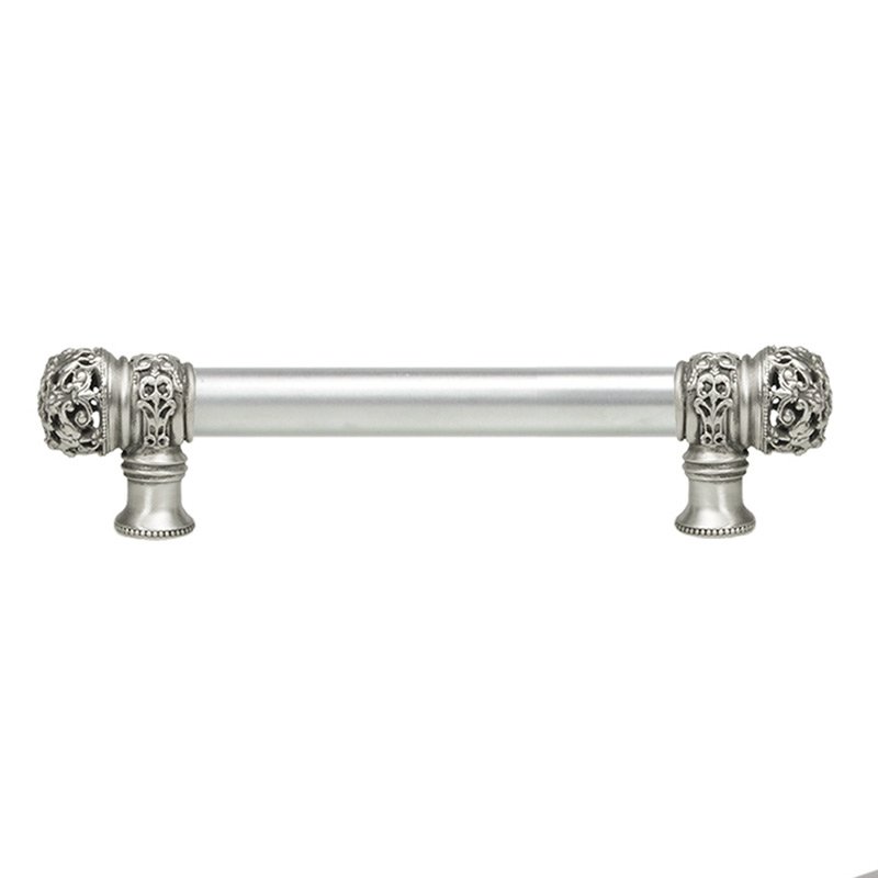 Carpe Diem 6" Centers Pull with Small Finial and 5/8" Smooth Center in Satin