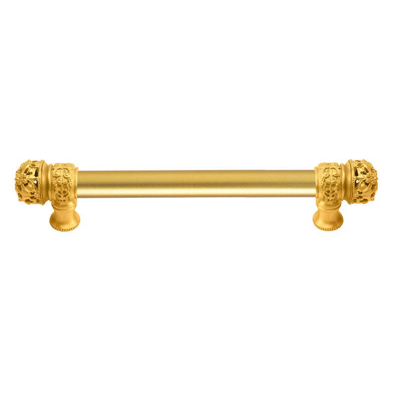 Carpe Diem 6" Centers Pull with Small Finial and 5/8" Smooth Center in Satin Gold