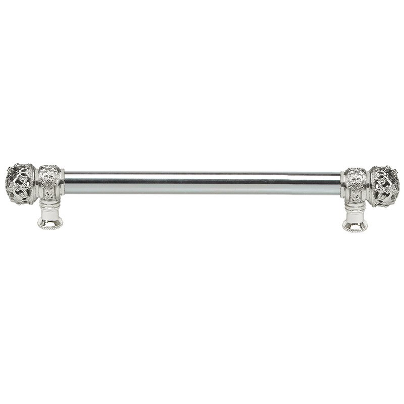 Carpe Diem 12" Centers Pull with Small Finial and 5/8" Smooth Center in Platinum