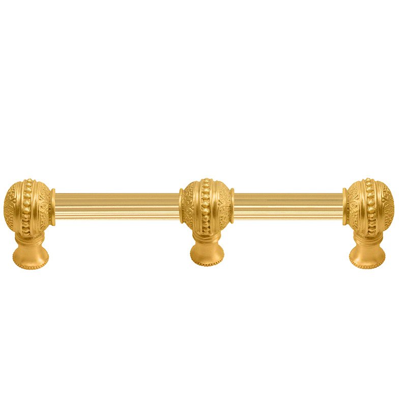 Carpe Diem 6" Centers With 5/8" Reeded Center Long Pull With Center Brace in Satin Gold
