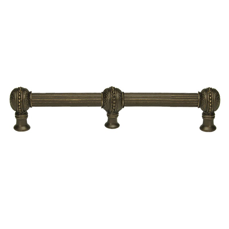 Carpe Diem 12" Centers With 5/8" Reeded Center Long Pull With Center Brace in Antique Brass