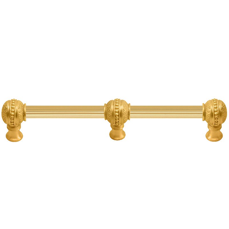 Carpe Diem 12" Centers With 5/8" Reeded Center Long Pull With Center Brace in Satin Gold