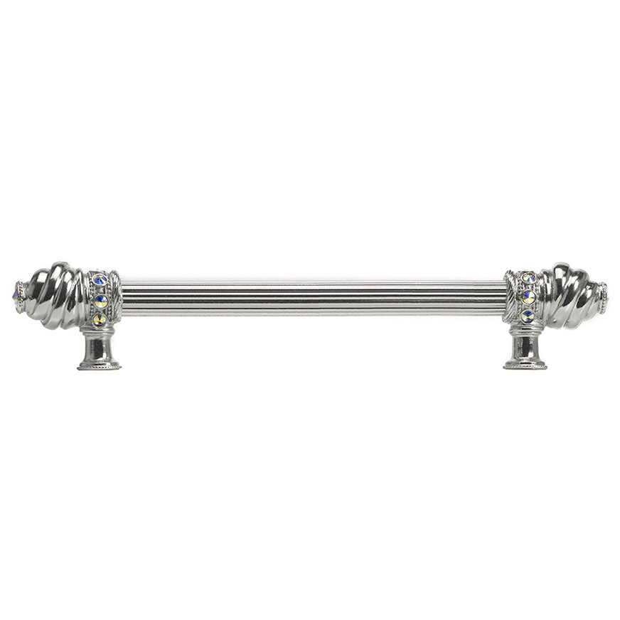 Carpe Diem 9" Centers Approx With 5/8" Reeded Center Long Pull With 16 Rivoli Swarovski Crystals In Platinum