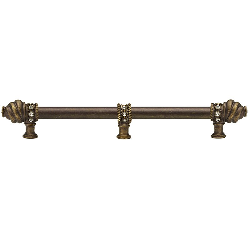 Carpe Diem 18" Centers Pull With 5/8" Smooth Center Long Pull With 23 Rivoli Swarovski Crystals With Center Brace In Antique Brass