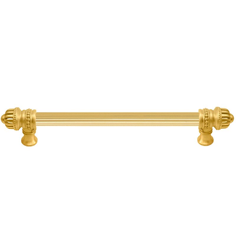 Carpe Diem 9" Centers 5/8" Thick Reeded Pull Small Finial in Satin Gold
