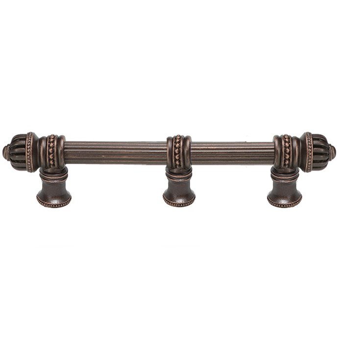 Carpe Diem 6" Centers Reeded Pull With Small Finial And Center Brace in Soft Gold