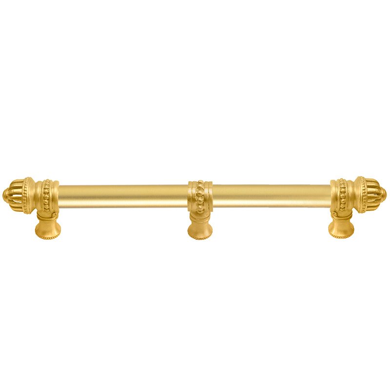 Carpe Diem 9" Centers Pull with Small Finial and 5/8" Smooth Center & Center Brace in Satin Gold