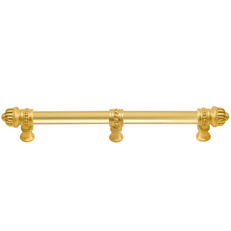 Carpe Diem 12" Centers Pull with Small Finial and 5/8" Smooth Center & Center Brace in Satin Gold