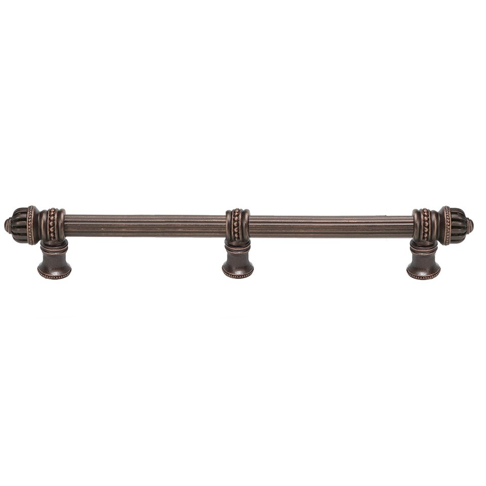 Carpe Diem 12" Centers Reeded Pull With Small Finial And Center Brace in Platinum