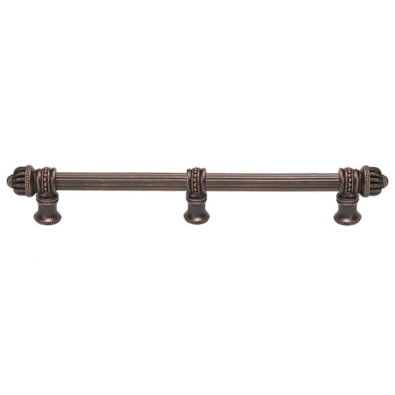 Carpe Diem 12" Centers 5/8" Thick Reeded Pull With Small Finial And Center Brace in Oil Rubbed Bronze
