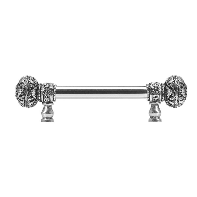 Carpe Diem 6" Centers 5/8" Smooth Bar pull with Large Finials in Chalice and 56 Crystal Swarovski Elements
