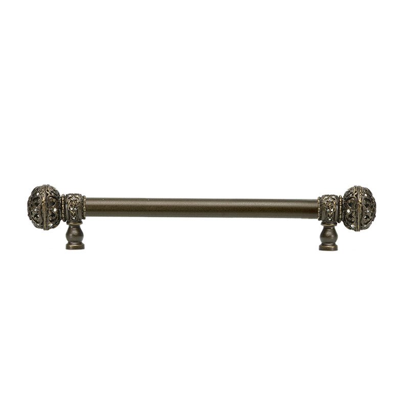 Carpe Diem 9" Centers 5/8" Smooth Bar pull with Large Finials in Antique Brass and 56 Crystal Swarovski Elements
