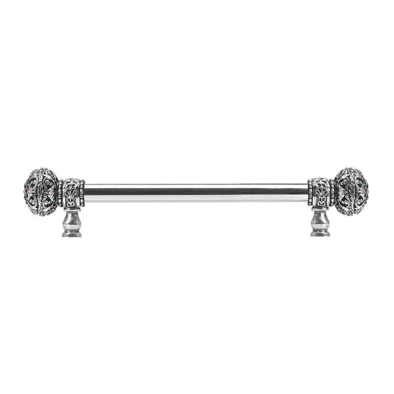 Carpe Diem 9" Centers 5/8" Smooth Bar pull with Large Finials in Chalice and 56 Clear & Aurora Borealis Swarovski Elements