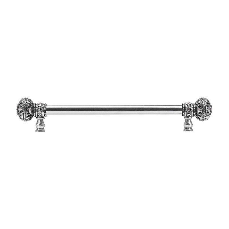 Carpe Diem 12" Centers 5/8" Smooth Bar pull with Large Finials in Chalice & 56 Clear And Aurora Borealis Swarovski Elements