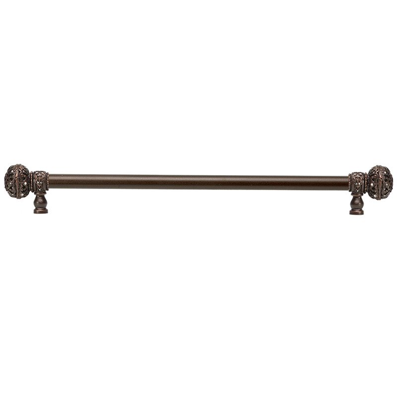 Carpe Diem 22" Centers 5/8" Smooth Bar pull with Large Finials in Oil Rubbed Bronze & 56 Crystal Swarovski Elements