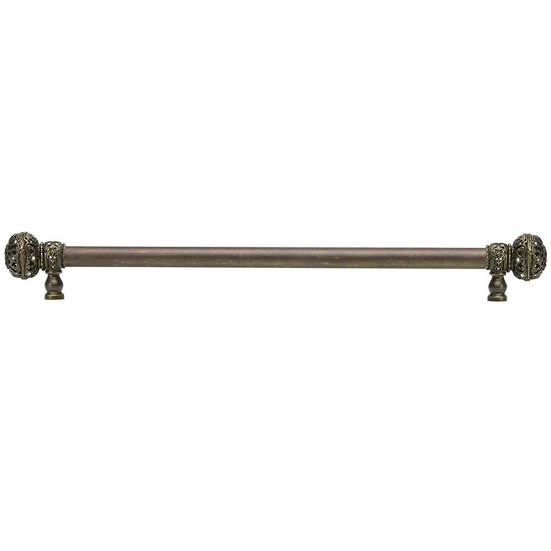 Carpe Diem 22" Centers 5/8" Smooth Bar pull with Large Finials in Antique Brass & 56 Crystal Swarovski Elements