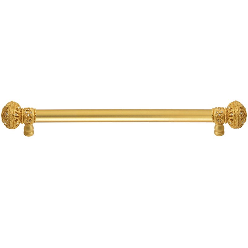 Carpe Diem 22" Centers 5/8" Smooth Bar pull with Large Finials in Satin Gold & 56 Crystal Swarovski Elements