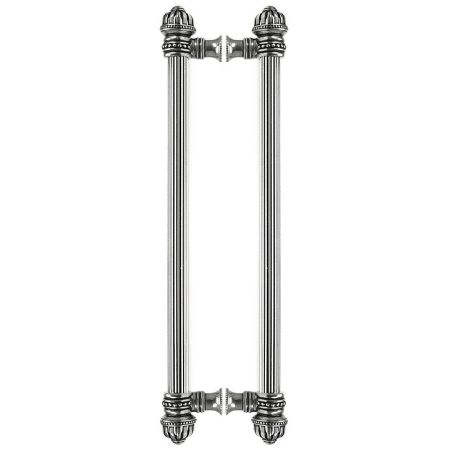 Carpe Diem Back To Back 18" Centers Reeded Pull With Small Finial in Platinum