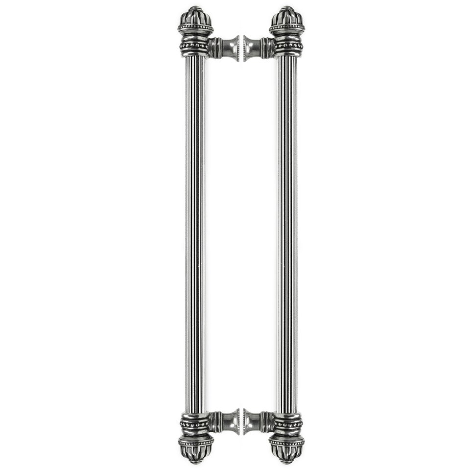 Carpe Diem Back To Back 22" Centers Reeded Pull With Small Finial in Platinum