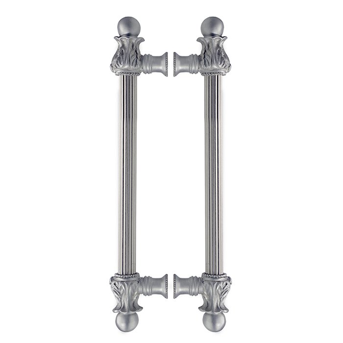 Carpe Diem Acanthus Back To Back 6" Centers With 5/8" Reeded Center Long Pull Romanesque Style in Cobblestone