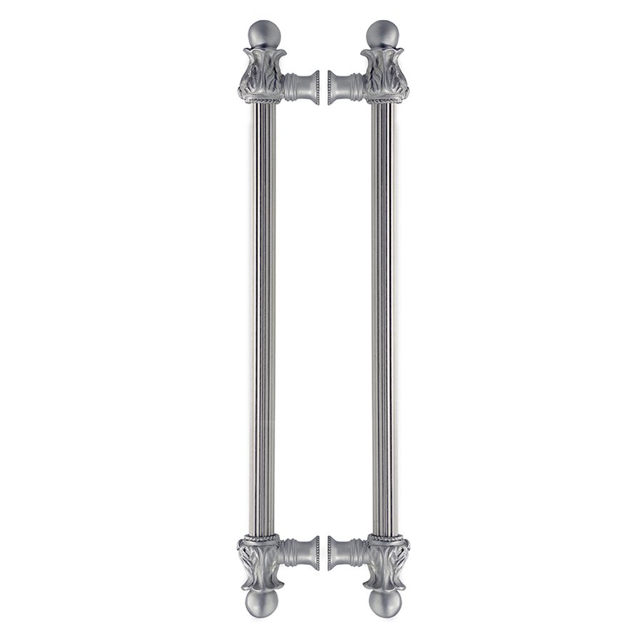 Carpe Diem Acanthus Back To Back 22" Centers With 5/8" Reeded Center Long Pull Romanesque Style in Platinum