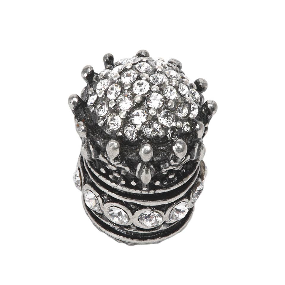Carpe Diem Queen Elizabeth Medium Knob With Swarovski Crystals in Antique Brass with Crystal