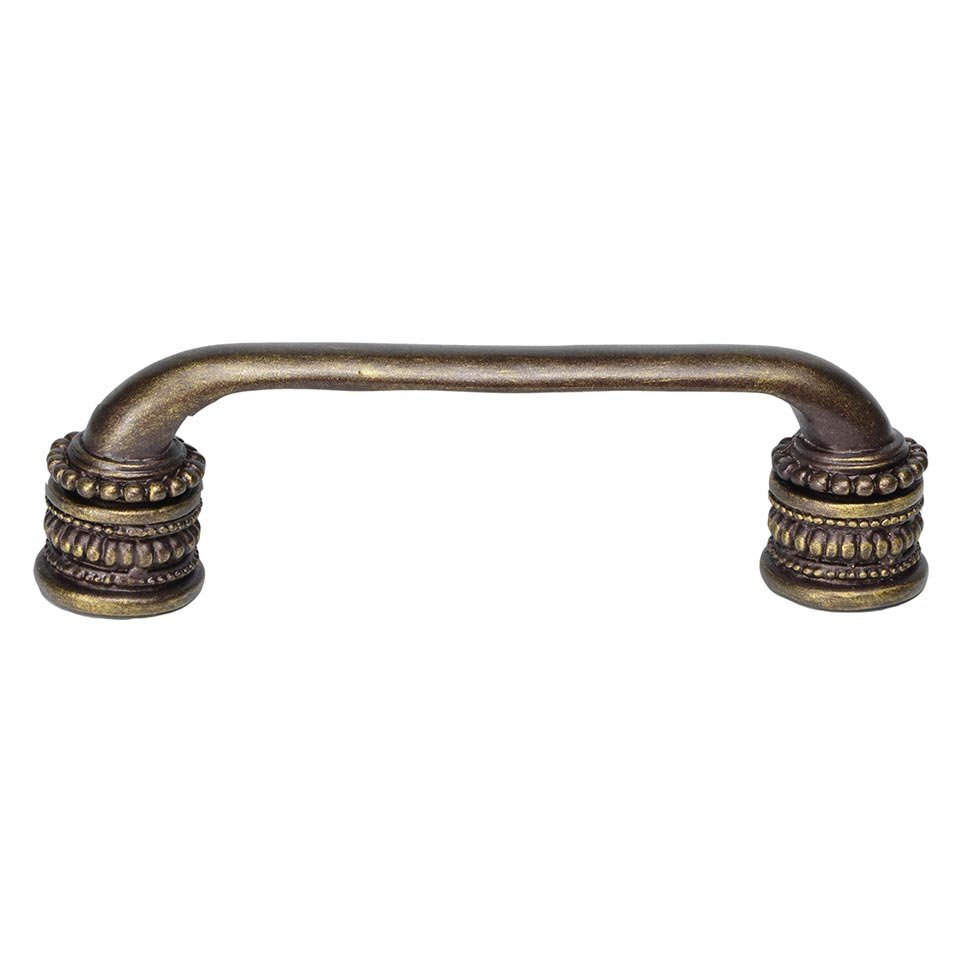 Carpe Diem 4" Center Pull with Beaded Treatment on Bottom in Antique Brass