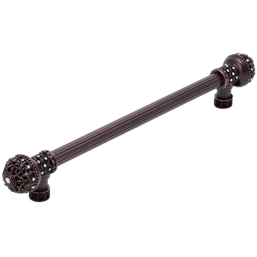Carpe Diem Fleur De Lys 18" Centers Long Pull Large Finial With Swarovski Crystals in Bronze with Crystal