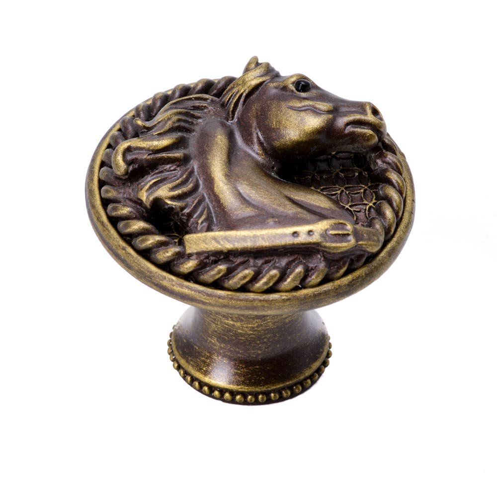Carpe Diem Horse In Rope Knob Right in Bronze