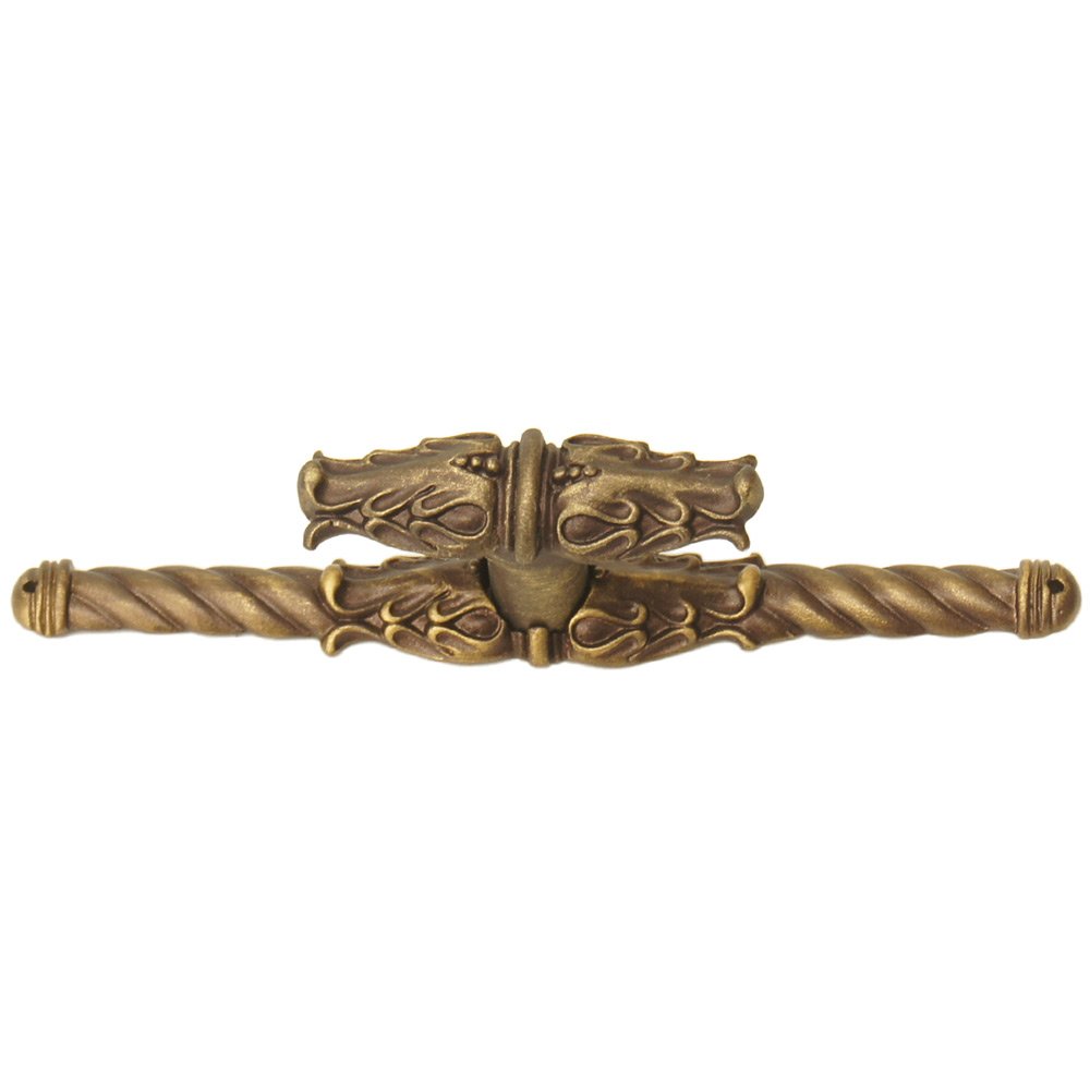 Carpe Diem Acanthus Leave Large Knob With Rope Large Backplate Romanesque Style in Antique Brass