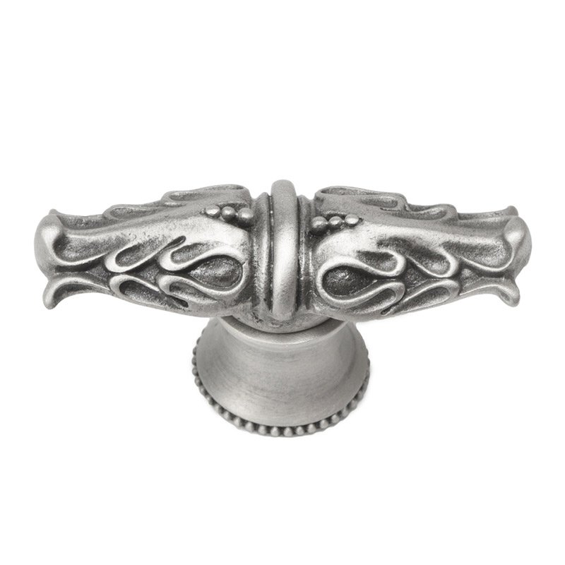 Carpe Diem Leaves Large Knob With Flared Foot Romanesque Style in Satin