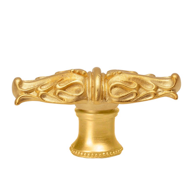 Carpe Diem Leaves Large Knob With Flared Foot Romanesque Style in Satin Gold