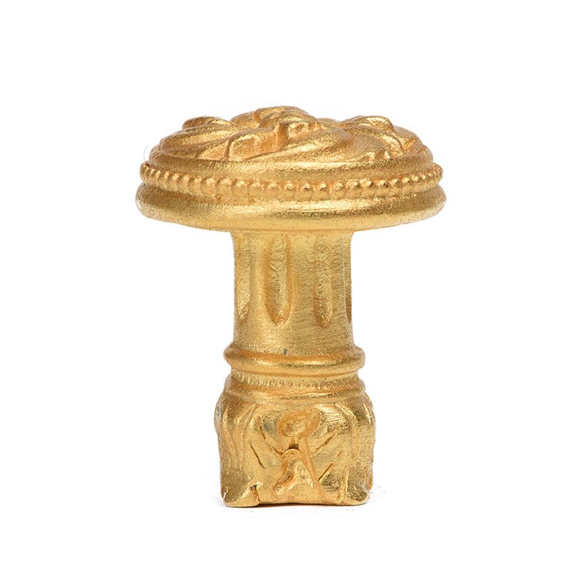 Carpe Diem Beaded Knob with Column Base in Satin Gold