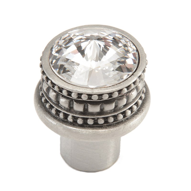Carpe Diem Medium Round Knob with an 18mm Swarovski Crystal in Satin with Crystal