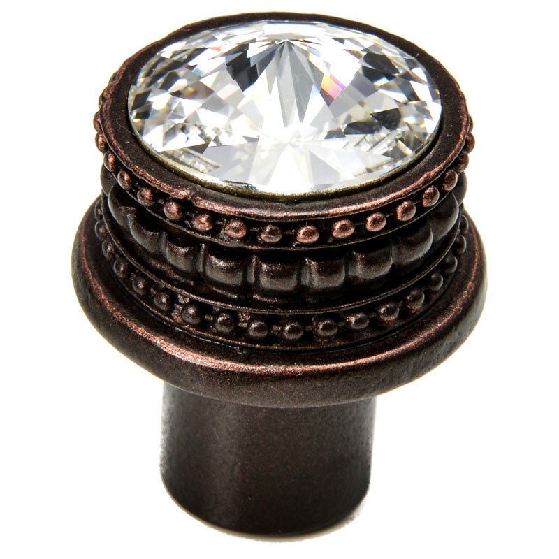 Carpe Diem 1" Medium Round Knob with 18mm Swarovski Elements in Oil Rubbed Bronze with Crystal