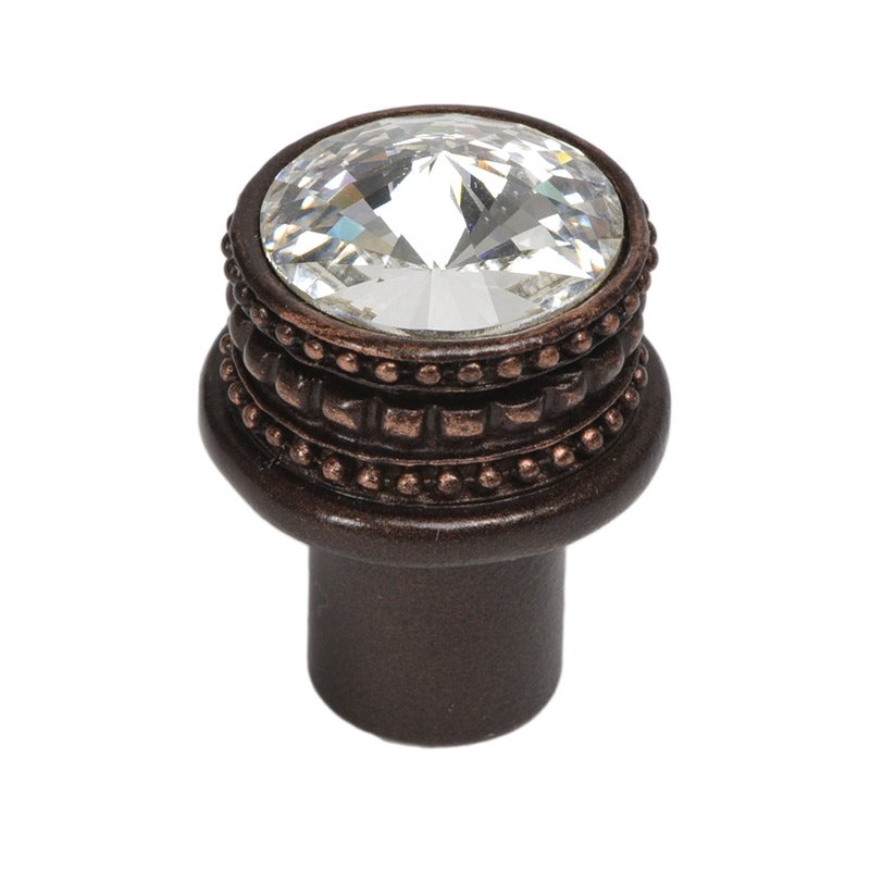 Carpe Diem Medium Round Knob with an 18mm Swarovski Crystal in Oil Rubbed Bronze with Crystal