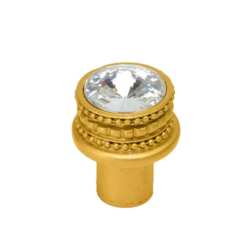 Carpe Diem Medium Round Knob with an 18mm Swarovski Crystal in Satin Gold with Crystal