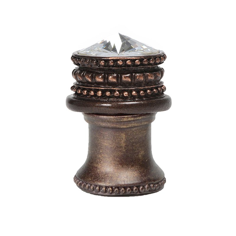 Carpe Diem Medium Round Knob With Flared Foot With An 18Mm Swarovski Crystal In Oil Rubbed Bronze
