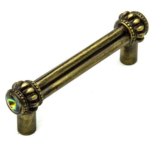 Carpe Diem 3" Centers Double Pull with Swarovski Elements in Antique Brass with Vitral Medium