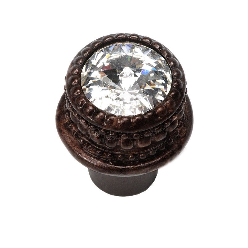 Carpe Diem Medium Round Knob with 16mm Rivoli Swarovski Crystal in Oil Rubbed Bronze with Crystal