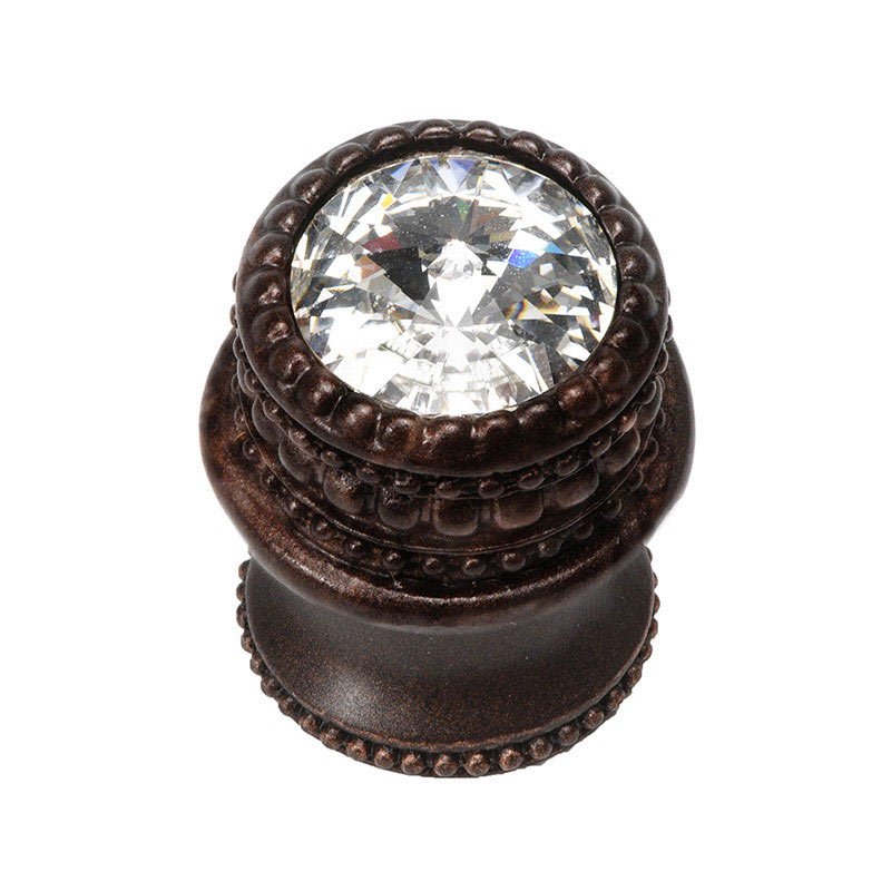 Carpe Diem Medium Round Knob With Flared Foot With An 16mm Swarovski Crystal In Oil Rubbed Bronze