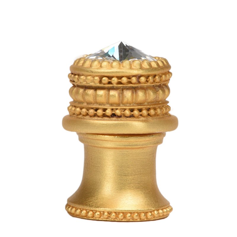 Carpe Diem Medium Round Knob With Flared Foot With An 16Mm Swarovski Crystal In Satin Gold