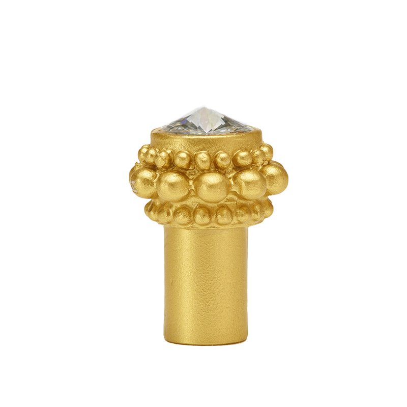 Carpe Diem Small Round Knob in Satin Gold with Crystal