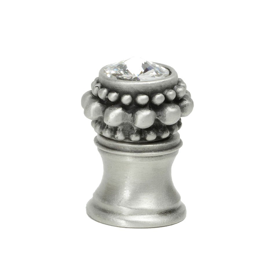 Carpe Diem Small Round Knob With Flared Foot With A Rivoli Swarovski Crystal In Cobblestone