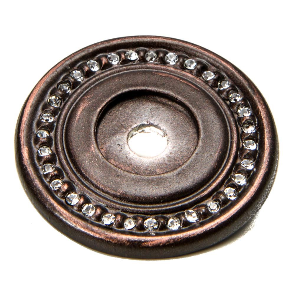 Carpe Diem Round Escutcheon with Swarovski Elements in Oil Rubbed Bronze with Crystal
